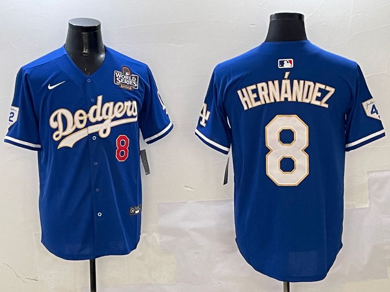 Men Los Angeles Dodgers #8 Hernandez Blue Gold Game 2025 Nike MLB Jersey style 316->los angeles dodgers->MLB Jersey